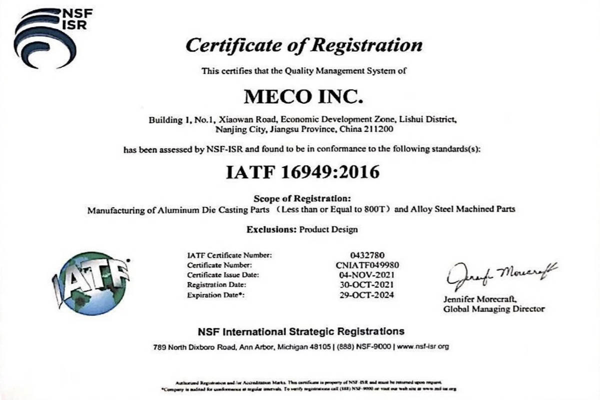 Certificado de servicio de fabricación por contrato